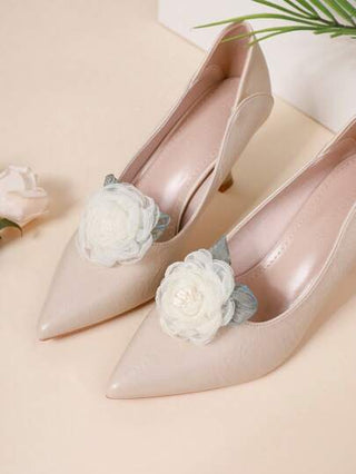 1 زوج من تزيينات مشابك أحذية على شكل وردة دقيقة مصنوعة من شبكة قابلة للفصل، مناسبة للأحذية النسائية ذات الكعب العالي والصنادل