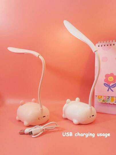 مصباح مكتب آمن للعين قابل للشحن عبر USB، مصباح قراءة LED قطة جميلة، قابل للطي، مصباح سرير قابل للتحكم في السطوع للنوم، للطالب