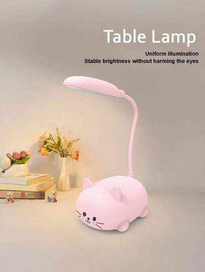 مصباح مكتب آمن للعين قابل للشحن عبر USB، مصباح قراءة LED قطة جميلة، قابل للطي، مصباح سرير قابل للتحكم في السطوع للنوم، للطالب