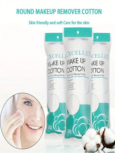 SHEIN 100 قطعة/عبوة لبطانات المكياج الناعمة المسماكة المستديرة، ثلاث طبقات، لطيفة على البشرة، لا تترك وبر، مناسبة لإزالة المكياج من الوجه والعين ولطلاء الأظافر، للسفر والاستخدام اليومي، رائعة كهدية (تعبئة عشوائية) تنظيف الوجه، فرشاة الوجه، حقيبة،...