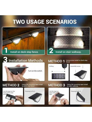 أضواء خطوات بالطاقة الشمسية تعمل ب- 24 مصباح LED مقاوم للماء، أضواء سطحية وجداريةSolar، ديكورات للحديقة، الفناء، طريق المشاة، المدخل، الرواق (ضوء أبيض)