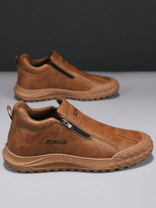 بوت رياضية كاجوال للرجال، بوت أنيق بأزرار سحاب مزدوجة من الأعلى، بوت جلدية بنعل سميك وارتفاع مضاعف، بوت مطاطية، بوت تشلسي، بوت أنكل مبطن بالحرارة، بوت شتوية أنيقة مبطنة بالحرارة للاستخدام الخارجي للرجال