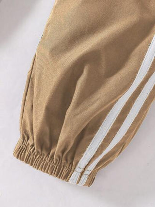 SHEIN بنطال كاجوال للبنين المراهقين مع شريط جانبي مطبوع ، للاستخدام اليومي