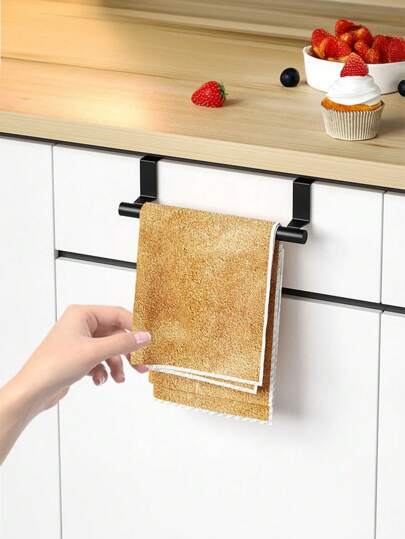 حامل منشفة أحادي الوصلة خلف باب الخزانة، رف معلق بدون ثقوب، مجموعة منظمة للمطبخ، أدوات المطبخ، منظم، شماعة، أدوات المطبخ