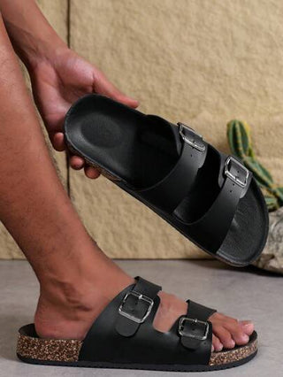 النعال المريحة للرجال بتصميم رجعي مفتوحة الأصبع - تنفس، مانعة للانزلاق، نعل من البولي فينيل كلوريد متين، حزام إبزيم، أحذية المشي المريحة للرجال - مثالية للاستخدام الداخلي والخارجي