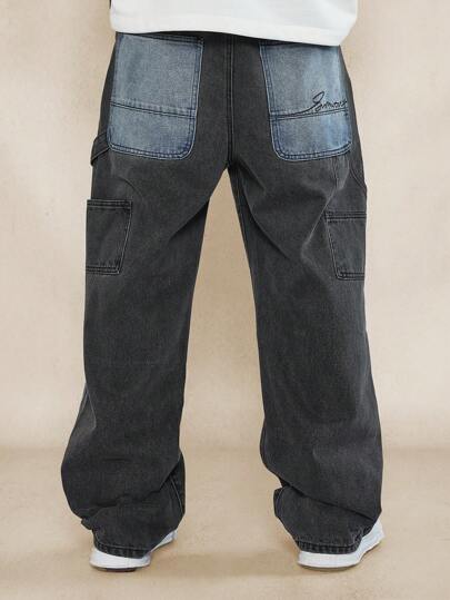 SUMWON بنطلون خشب مخلوط جينز