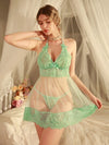 DelicateAllure طقم فستان كشكش وشبكي جذاب 2 قطعة + سراويل سلسلة