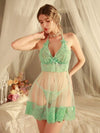 DelicateAllure طقم فستان كشكش وشبكي جذاب 2 قطعة + سراويل سلسلة