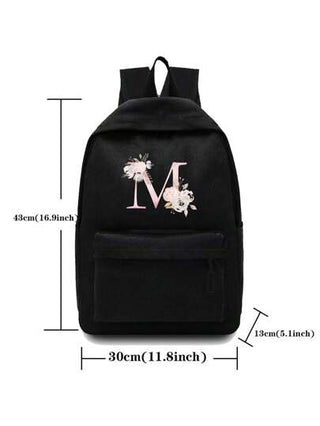 حقيبة ظهر كتف وردية خفيفة الوزن غير محدود الجنس مطبوع عليها حروف وزهور قابل للنقل للرياضة في الهواء الطلق، سعة كبيرة للسفر والتسلق والتجول، مصنوعة من القماش قابل للغسل وتحتوي على أكمام مضادة للصدمات للكمبيوتر المحمول، ذات سحاب منظم للأوراق والمقتنيات الشخ