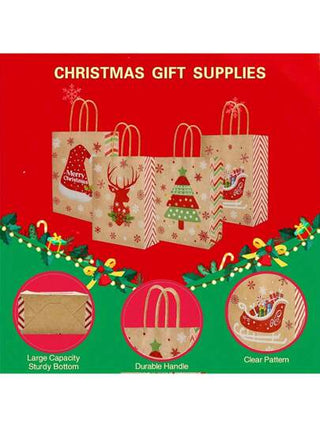6/ 12/ 18 حقيبة هدايا عيد الميلاد ، أكياس ورق كرافت مع مقابض ، أكياس للحلوى والأطعمة في عيد الميلاد ، أكياس هدايا الحفلات ، أكياس تسوق ، لوازم الحفلات ، أكياس هدايا الحرف ، ديكور أعياد الميلاد ، عيد الميلاد