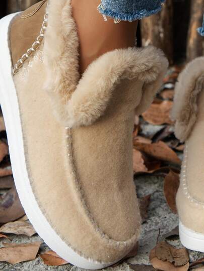 بوت كاحل مريحة وفضفاضة للنساء للارتداء من الخلف للشتاء