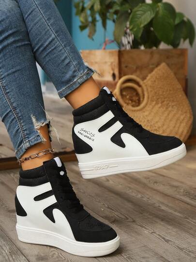 2024 طراز جديد خفيف الوزن للخريف / الشتاء، مريح، أنيق، متعدد الاستخدامات، للحياة اليومية والشارع، حذاء رياضي بنعل علوي مطرز علوي طول 8 سم مشبك جهد آخر