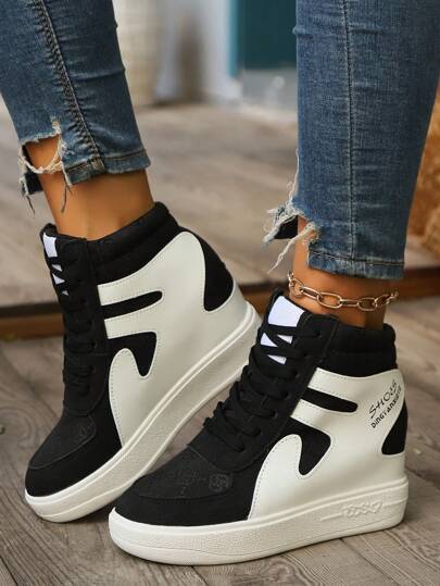 2024 طراز جديد خفيف الوزن للخريف / الشتاء، مريح، أنيق، متعدد الاستخدامات، للحياة اليومية والشارع، حذاء رياضي بنعل علوي مطرز علوي طول 8 سم مشبك جهد آخر