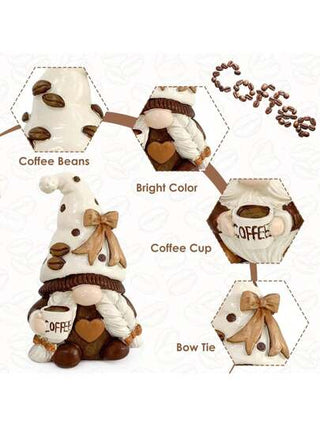 قطعتان تمثال قزم البن المزخرف، مصنوع من الراتنج، محمول وخفيف الوزن، منحوت بعناية ، تمثال قزم البن، حرفية الراتنج للديكور، قزم للمكتب وغرفة المعيشة والديكور، هدية مثالية للصديقات والأمهات، مناسب لمحلات القهوة والمنزل والمطبخ والغرف والبارات والمكاتب...