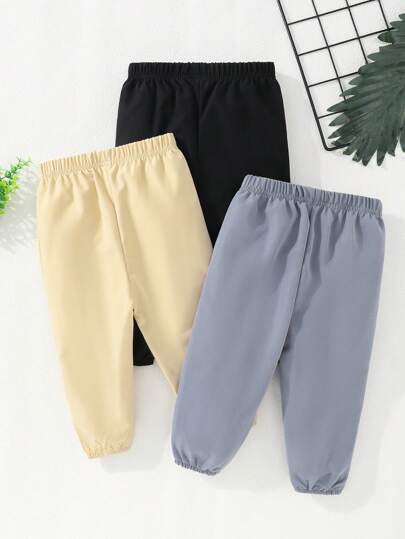 بنطلون كاجوال متعدد الألوان 3 قطع لأولاد الأطفال، بخصر مطاطي بنطلونات رياضية، طارد للبعوض، للربيع والصيف والخريف والشتاء
