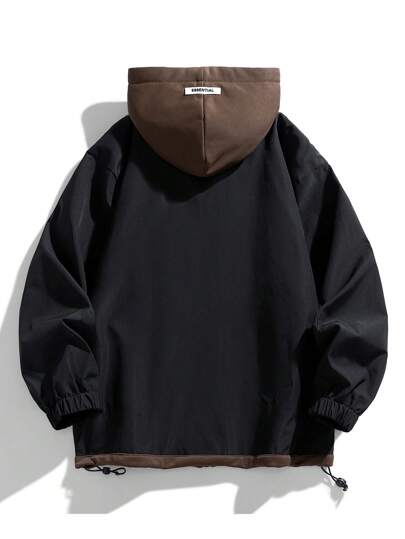 جاكيت بطباعة أحرف حافة رباط قبعة للرجال