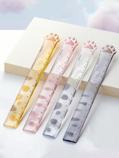 أدوات مكتبية ومدرسية قطعة واحدة مسطرة غير متماثلة بطول 15 سم على شكل بصمة قدم قطة، أداة قياس قرطاسية، لوازم مدرسية، عودة إلى المدرسة