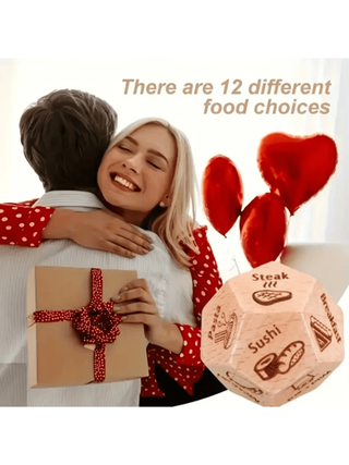 نرد اتخاذ القرار الغذائي - لعبة رومانسية للأزواج لليالي المواعدة والاحتفالات - هدايا عيد الزفاف، عيد الحب، عيد الميلاد والكريسماس للزوج، الزوجة، الحبيب والزميل - فكرة ممتعة وفكاهية لاختيار الطعام