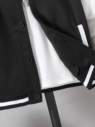 جاكيت أزرار مطبوع عليه حرف بألوان متباينة للمراهقين الولدان