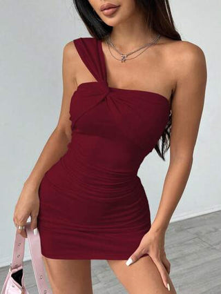 Flirla فستان صيفي ضيق للنساء بلون أحادي، بدون أكمام، بطيات، طويل للاستخدام في ملابس رأس السنة الجديدة