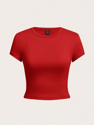 EZwear حزمة 4قطع تيشيرت نسائي مضبوط بأكمام قصيرة وياقة مستديرة للصيف