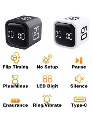 SULVGO مؤقت بوموديتشيرو الرقمي مكعب ، مؤقت إنتاجية، مؤقت مطبخ، مؤقت مكتب 5/10/30/60دقيقة وعد تنازلي مخصص، اهتزاز وإنذار صوت قابل للتعديل، للمهام والعمل والطهي والدراسة