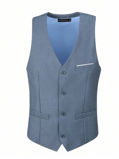 بدلة رجالية من فوريال, موديل بسيط وضيق, بتصميم أنيق بحفاية واحدة للأعمال, مكونة من 3 قطع: بدلة وسترة وبنطلون, مناسبة للزفاف ، الأعياد، السفر، باللون الأزرق الجينز، المقاسات من XS إلى 3XL