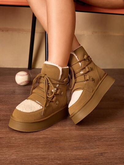 CUCCOO Quty بوت كاحل ذات قاعدة سميكة دافئة للثلج للسقوط والاحتفالات بعيد الميلاد ورأس السنة الجديدة