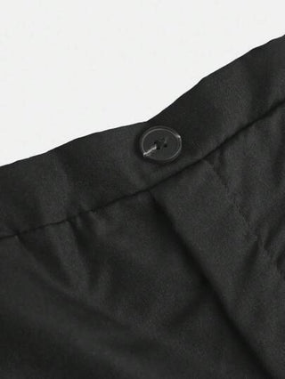 SHEIN سراويل كاجوال مستقيمة الساق ذات زر واحد للبنين المراهقين