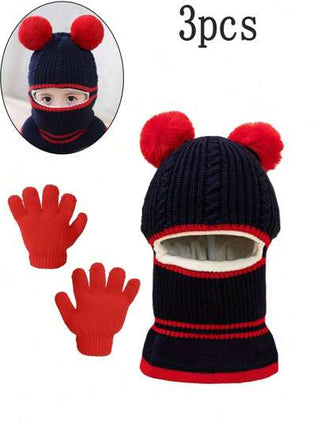 طقم شتوي دافئ مكون من 3 قطع للأطفال - قبعة وشاح وقفازات - مناسب لأعمار من 1 إلى 6 سنوات