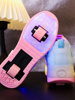 أحذية رياضية ليد أحادية اللون بقاعدة مضيئة قابلة للشحن عبر USB، أحذية أطفال وأطفال ألعاب نور ربيعية/صيفية للركض والألعاب الرياضية العادية، أحذية تزلج مضيئة مع أربطة مضيئة مناسبة لطلاب المدارس الابتدائية والمتوسطة