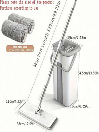 طقم مسح أرضيات مسطحة بدلو 1 مجموعة مع وسادتي مسح من الألياف الدقيقة، دلو مسح ذاتي العصر للتنظيف الرطب والجاف، لتنظيف أرضيات البلاط والخشب الصلب والبلاط الأبيض