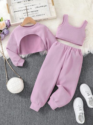 تيشيرتات بناتي طقم هودي بلون صلب وسترة خزان وبنطلون جوجر للبنات الصغيرات، مناسب للارتداء اليومي والكاجوال والمدرسة في الصيف والخريف، ملابس التنس، إكسسوارات صيفية ضرورية للفتيات الرائعات، متعددة الاستخدامات، مطابقة الأم والابنة، مطابقة الأخوات