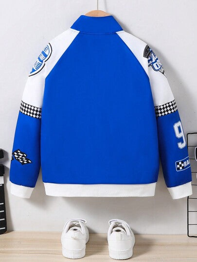 SHEIN معطف أكمام طويلة بطراز الدراجات النارية للمراهقين الصبية