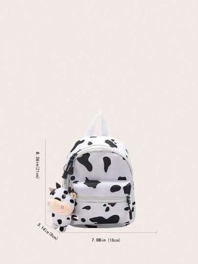 1 قطعة حقيبة ظهر قماش كوني صغيرة ذات نمط نقاط للبقرة اليابانية الظريفة للفتيات، تشمل ميدالية إكسسوار