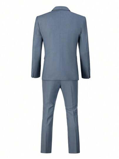 بدلة رجالية من فوريال, موديل بسيط وضيق, بتصميم أنيق بحفاية واحدة للأعمال, مكونة من 3 قطع: بدلة وسترة وبنطلون, مناسبة للزفاف ، الأعياد، السفر، باللون الأزرق الجينز، المقاسات من XS إلى 3XL