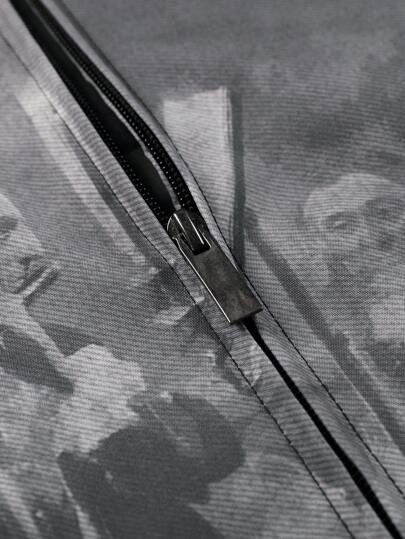 معطف كاجوال كامل الطباعة ذو طوق عمودي خفيف للرجال، الربيع والخريف