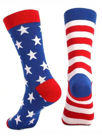 زوج من جوارب ممتعة للرجال ، هدية رائعة لعيد الاستقلال الأمريكي - جوارب مطبوعة بنمط حيواني مصنوعة بالكروشيه جوارب نسائية جنونية سعيدة