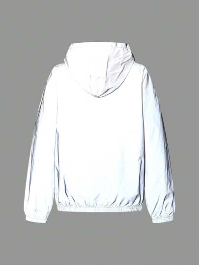 SHEIN معطف مراهقين خارجي ذو قبعة، مضيء، مضاد للماء، مضاد للرياح