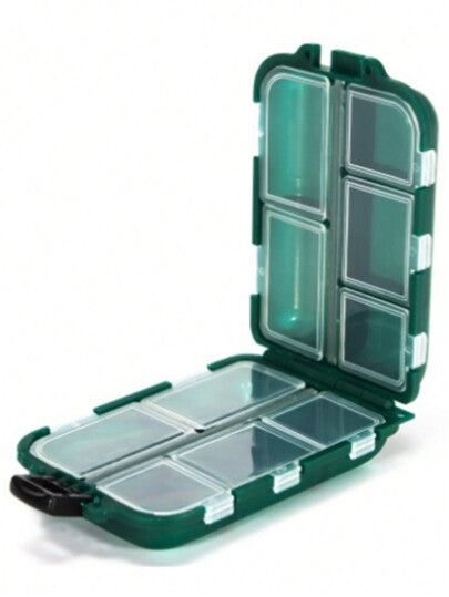 1 علبة أدوات الصيد المحمولة متعددة الوظائف، علبة منظم ملحقات الطعوم ب- 10 فتحات للخطافات والرؤوس الرصاصية