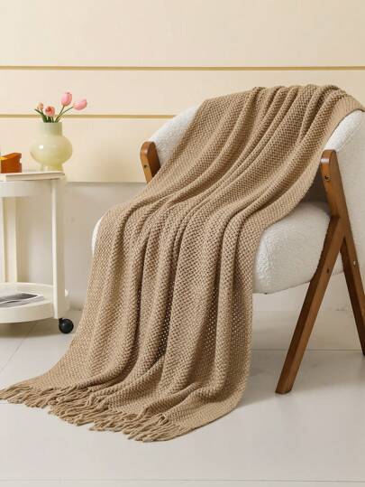 بطانية مخملية مضفرة بعروة من الترتر للراحة على السرير والأريكة والكرسي ، وما إلى ذلك