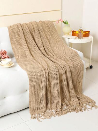 بطانية مخملية مضفرة بعروة من الترتر للراحة على السرير والأريكة والكرسي ، وما إلى ذلك