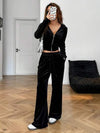 SHEIN EZwear ملابس علوية رياضية كاجوال للنساء ذات سحاب وجيب مزينة برينستون مخملية