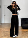 SHEIN EZwear ملابس علوية رياضية كاجوال للنساء ذات سحاب وجيب مزينة برينستون مخملية