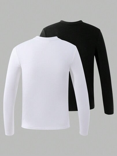 مجموعة 2قطعة من البلوزة الداخلية الكاجوال ذات القماش الفليسي للأولاد المراهقين