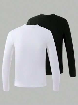 مجموعة 2قطعة من البلوزة الداخلية الكاجوال ذات القماش الفليسي للأولاد المراهقين