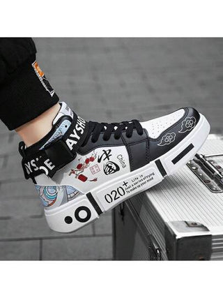 أحذية رياضية كاجوال للرجال، بتصميم غرافيتي متوسطة الارتفاع، أحذية شبابية عصرية