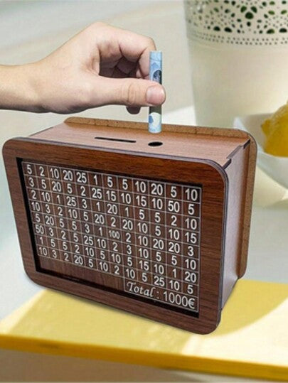 أثاث مكتبي صندوق توفير نقدي خشبي قطعة واحدة، صندوق توفير نقود إبداعي بالحرف اليدوية