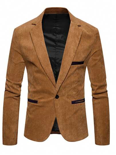 بدلة بليزر بسيطة وكاجوال من الجلد المخملي للرجال