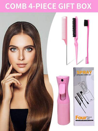 4 قطعة / مجموعة مشط تصفيف الشعر على شكل قمع الري، مجموعة مغلفة بعلبة ملونة فريدة من نوعها، مجموعة 3 قطع من مشط تصفيف الشعر للتسريح والتمشيط والتصليح والتمشيط الخلفي، أكسسوارات شعر هدية عيد الحب والميلاد للصديقة/الصديق
